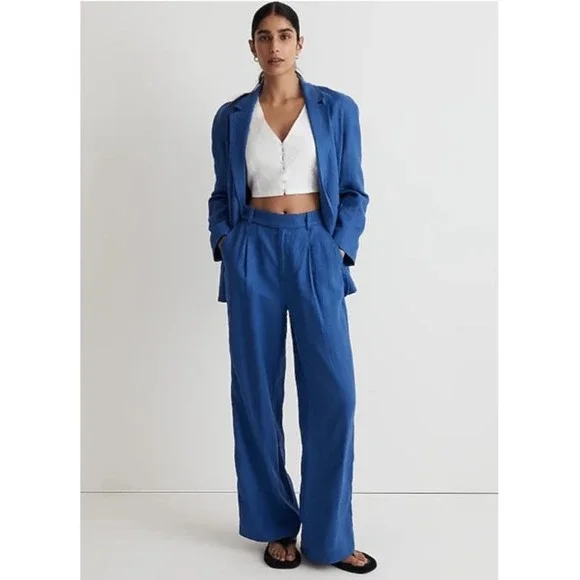 NEW Madewell Double-Breasted Crossover Blazer Jacket Notch Lapel Bluestone Large - Picture 2 of 7